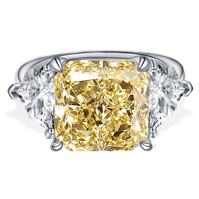 14 Karat Weißgold-Ring mit 10 Karat gelbem Moissanit – Ein Statement von Eleganz und Glanz