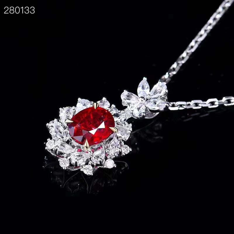 Royal Majesty - Exquisito colgante de rubí natural sin tratar de 18k y 1,01 quilates con certificación GUILD y sin cadena
