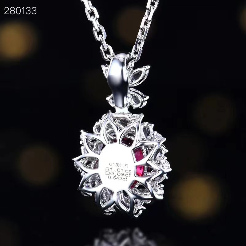 Royal Majesty - Exquisito colgante de rubí natural sin tratar de 18k y 1,01 quilates con certificación GUILD y sin cadena