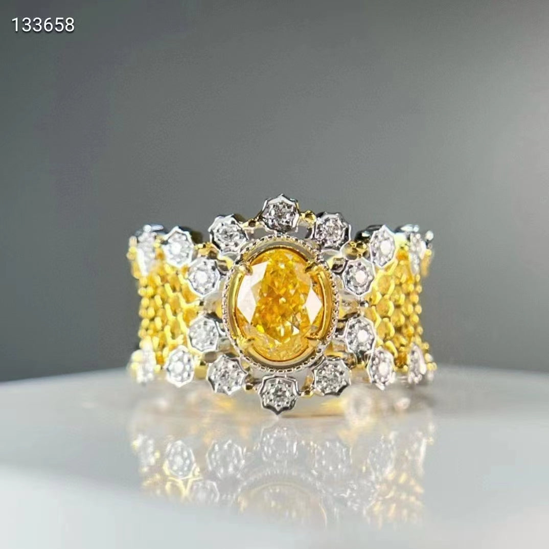Elegancia radiante: anillo de diamantes amarillos estilo Buccellati