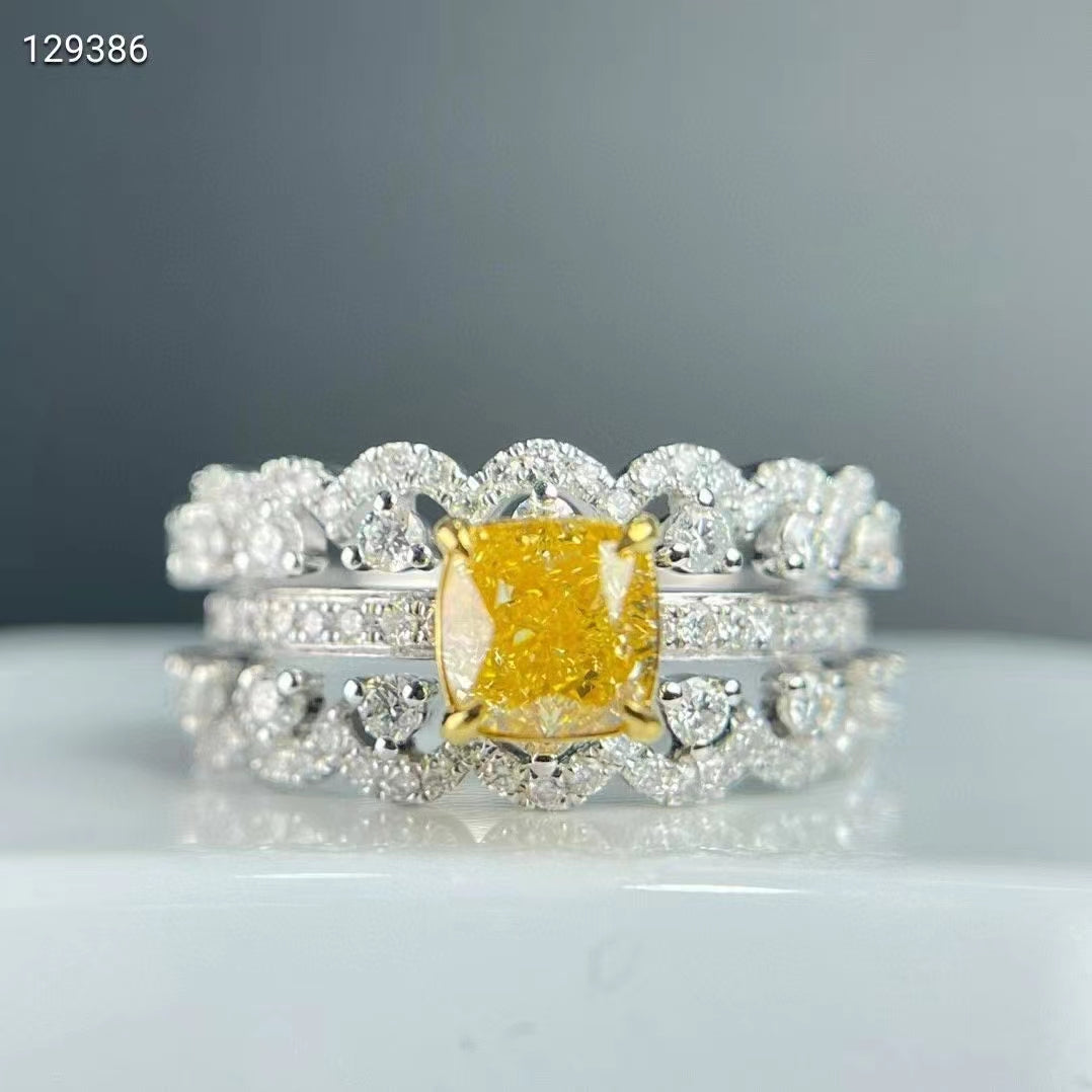 El “triunfo de la elegancia” – Anillo de diamantes amarillos de 18 quilates
