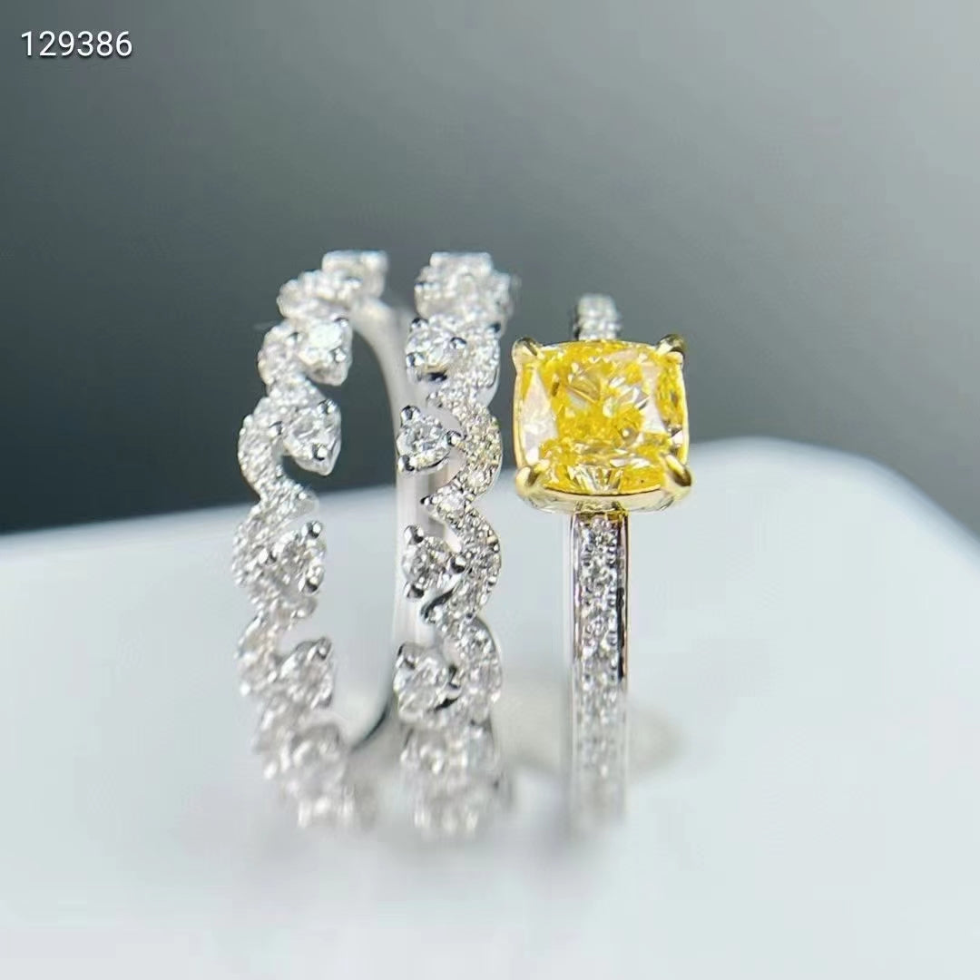 El “triunfo de la elegancia” – Anillo de diamantes amarillos de 18 quilates