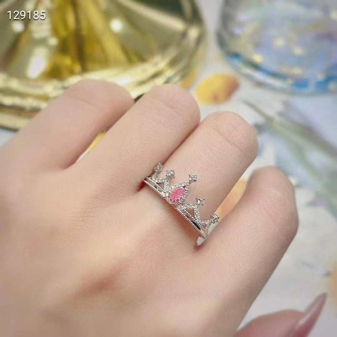 Princesa de las Rosas: Exquisitos anillos de oro de 8K con diamante rosa