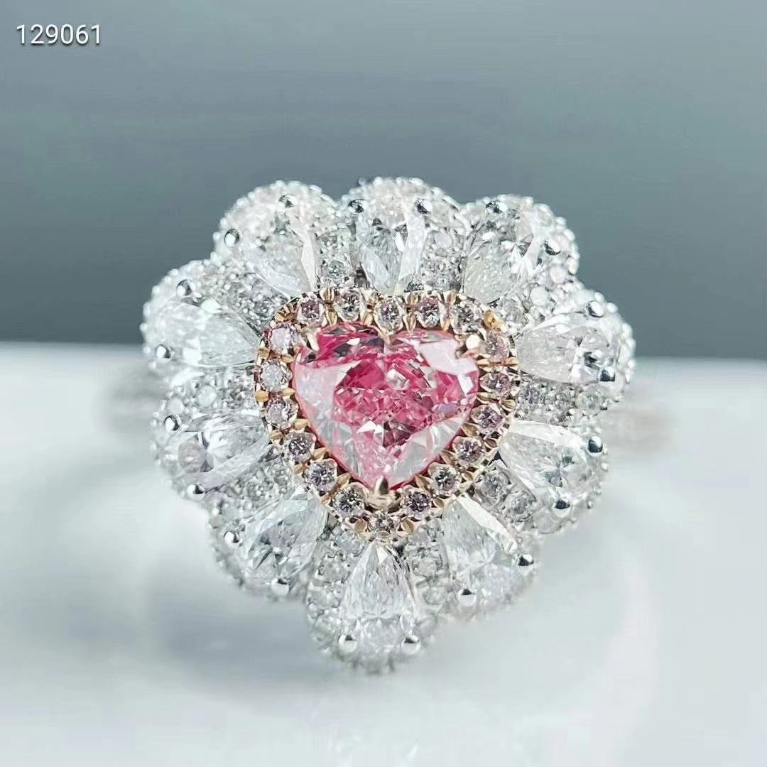 Celestial Pink Radiance: anillo de diamantes de lujo con certificación GIA en oro blanco