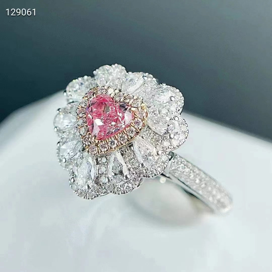 Celestial Pink Radiance: anillo de diamantes de lujo con certificación GIA en oro blanco