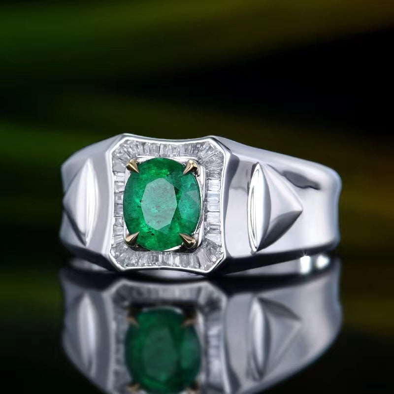 Zambian Emerald Elegance – 18K Gold Ring mit 0.98ct Natur-Smaragd