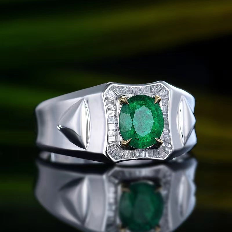 Zambian Emerald Elegance – 18K Gold Ring mit 0.98ct Natur-Smaragd
