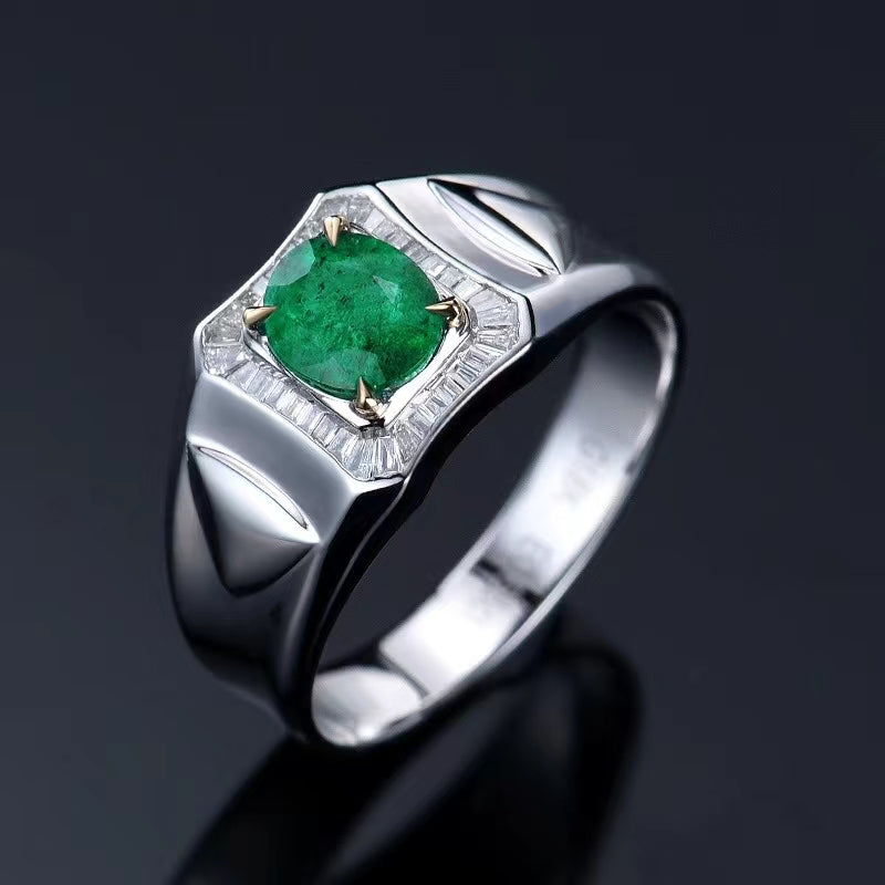 Zambian Emerald Elegance – 18K Gold Ring mit 0.98ct Natur-Smaragd