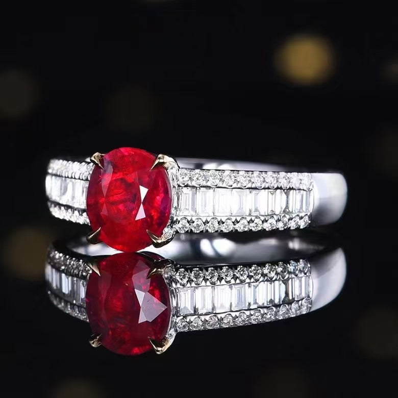 Feuer der Leidenschaft – 18K Gold Ring mit 1.5ct Unbehandeltem Rubin