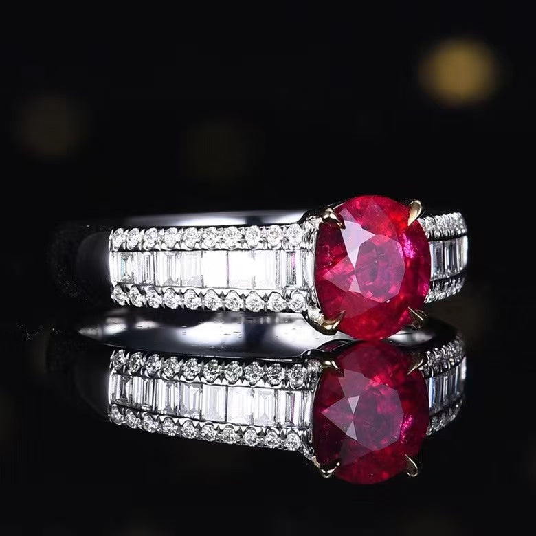 Feuer der Leidenschaft – 18K Gold Ring mit 1.5ct Unbehandeltem Rubin