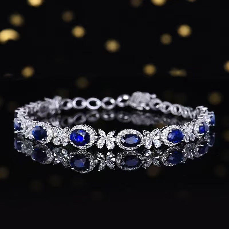 Die Tränen der Himmelskönigin – 18K Gold-Saphirarmband mit Diamanten