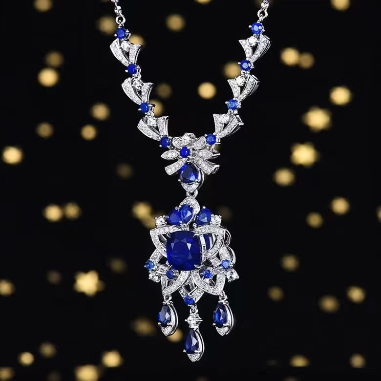 Saphirglanz der Ewigkeit – 18K Gold-Halskette mit 2.93ct Sri Lanka Saphir