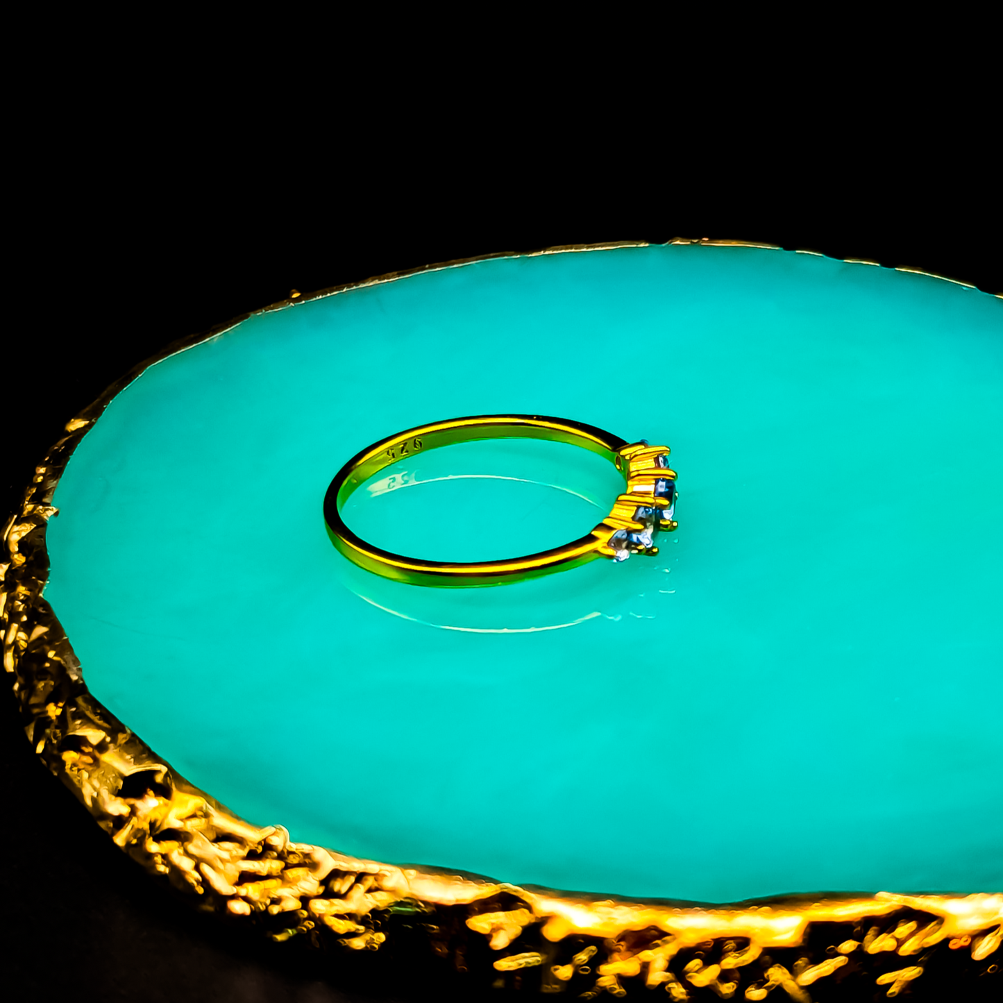 Opulent Ocean – Sterling Silver Vermeil Ring with London Blue Zirconia