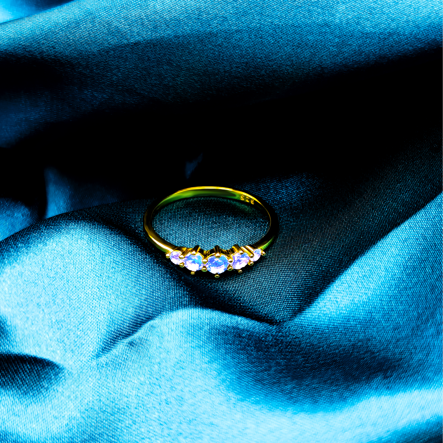 Opulent Ocean – Sterling Silver Vermeil Ring with London Blue Zirconia