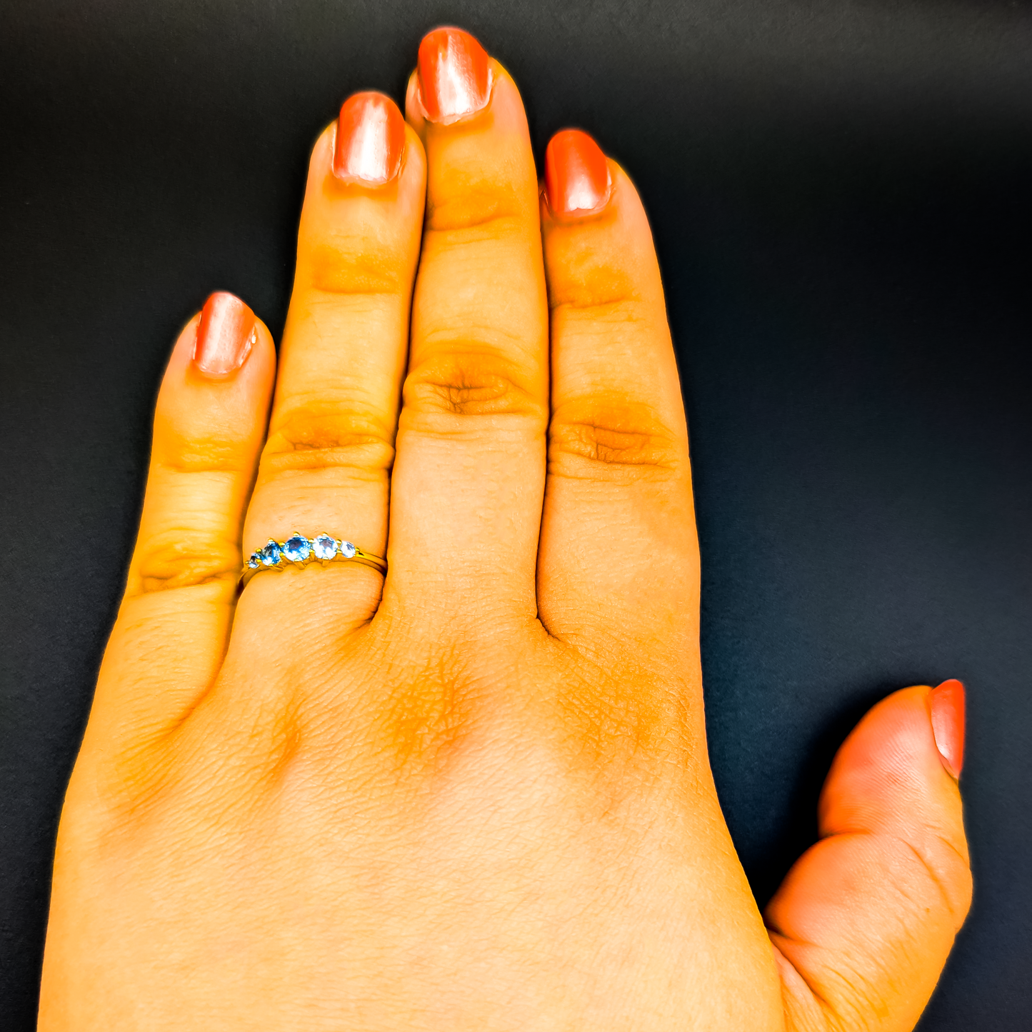 Opulent Ocean – Sterling Silver Vermeil Ring with London Blue Zirconia