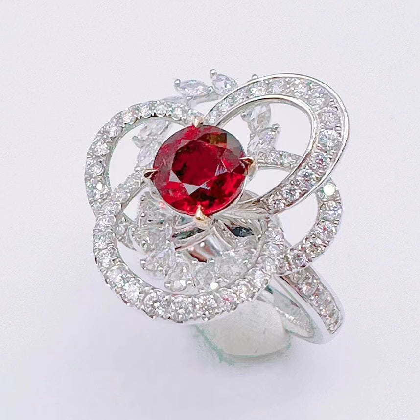 Star Flame – Anillo de oro de 18 quilates con rubí de sangre de paloma sin tratar
