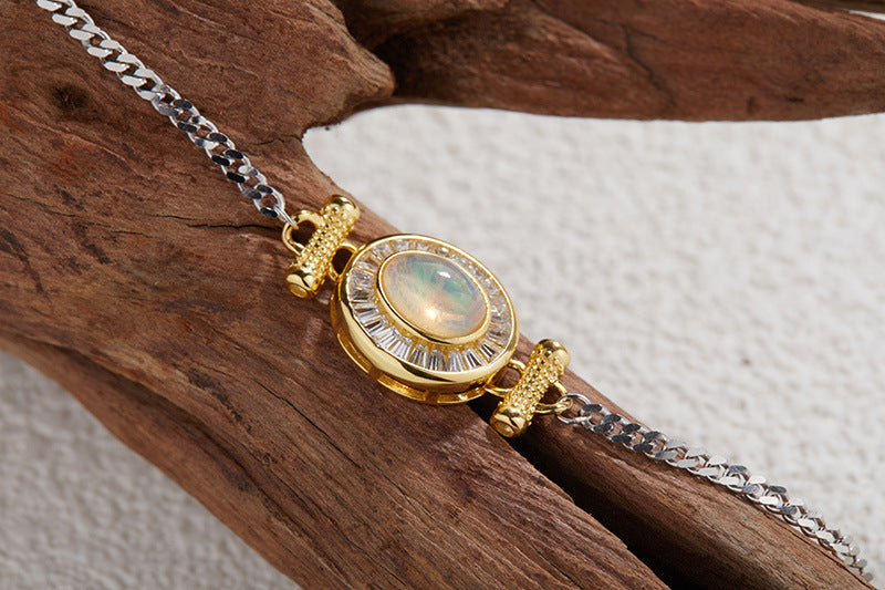 Celeste Opal Bracelet · Handgefasst · 925 Sterling Silber