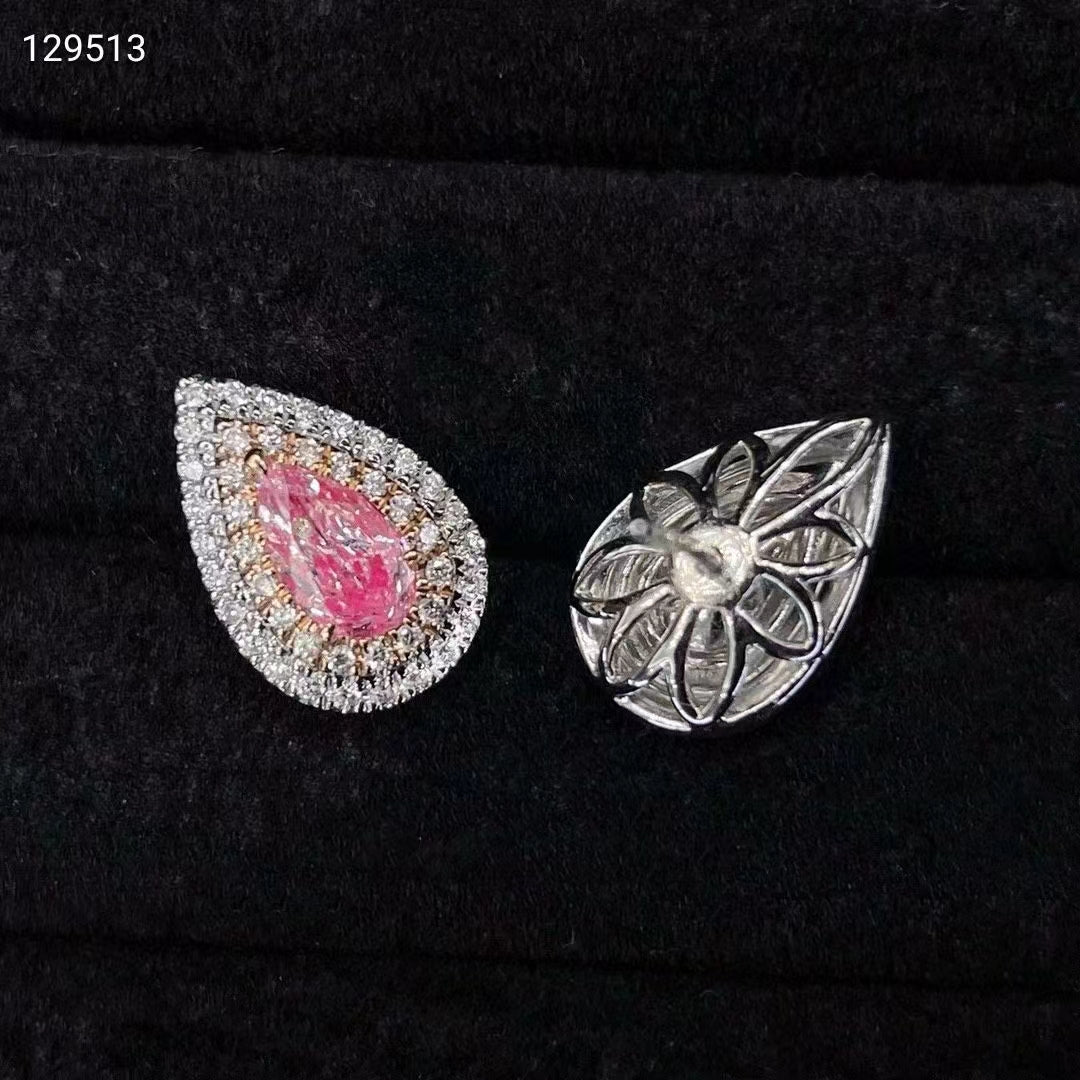 Exquisite 0.81CT Classic Simple Drop Shaped Pink Diamond Earrings