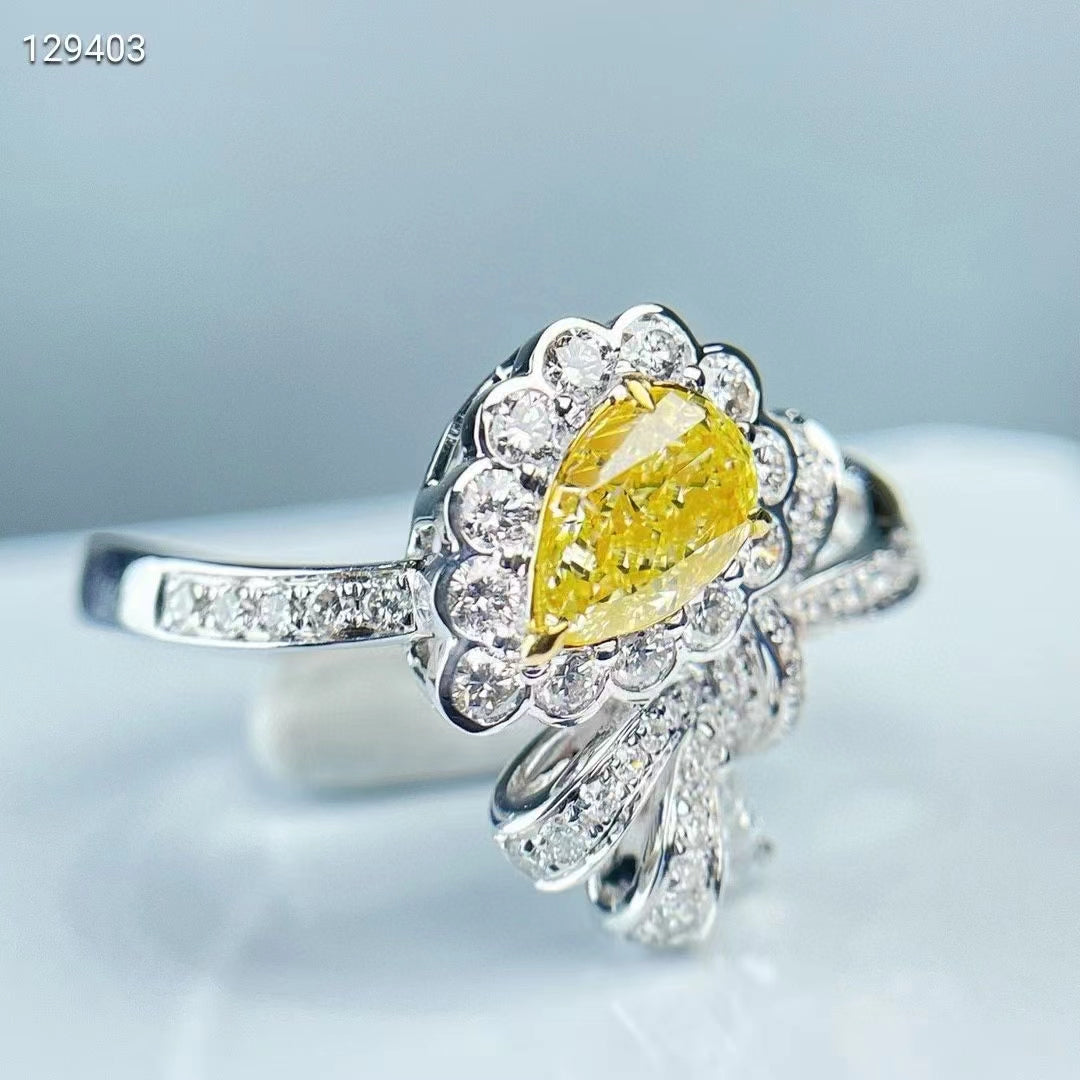 GIA 1CT Yellow Diamond Ring in White Gold