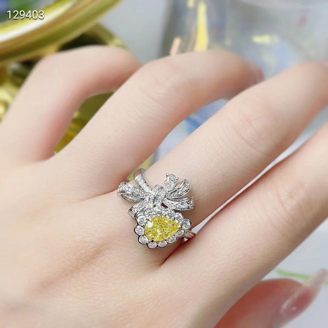 GIA 1CT Yellow Diamond Ring in White Gold