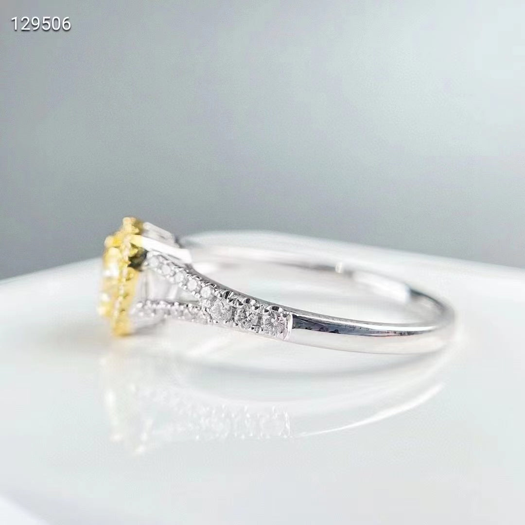 Elysian Charm: 0.507 carat heart cut classic yellow diamond ring in white gold