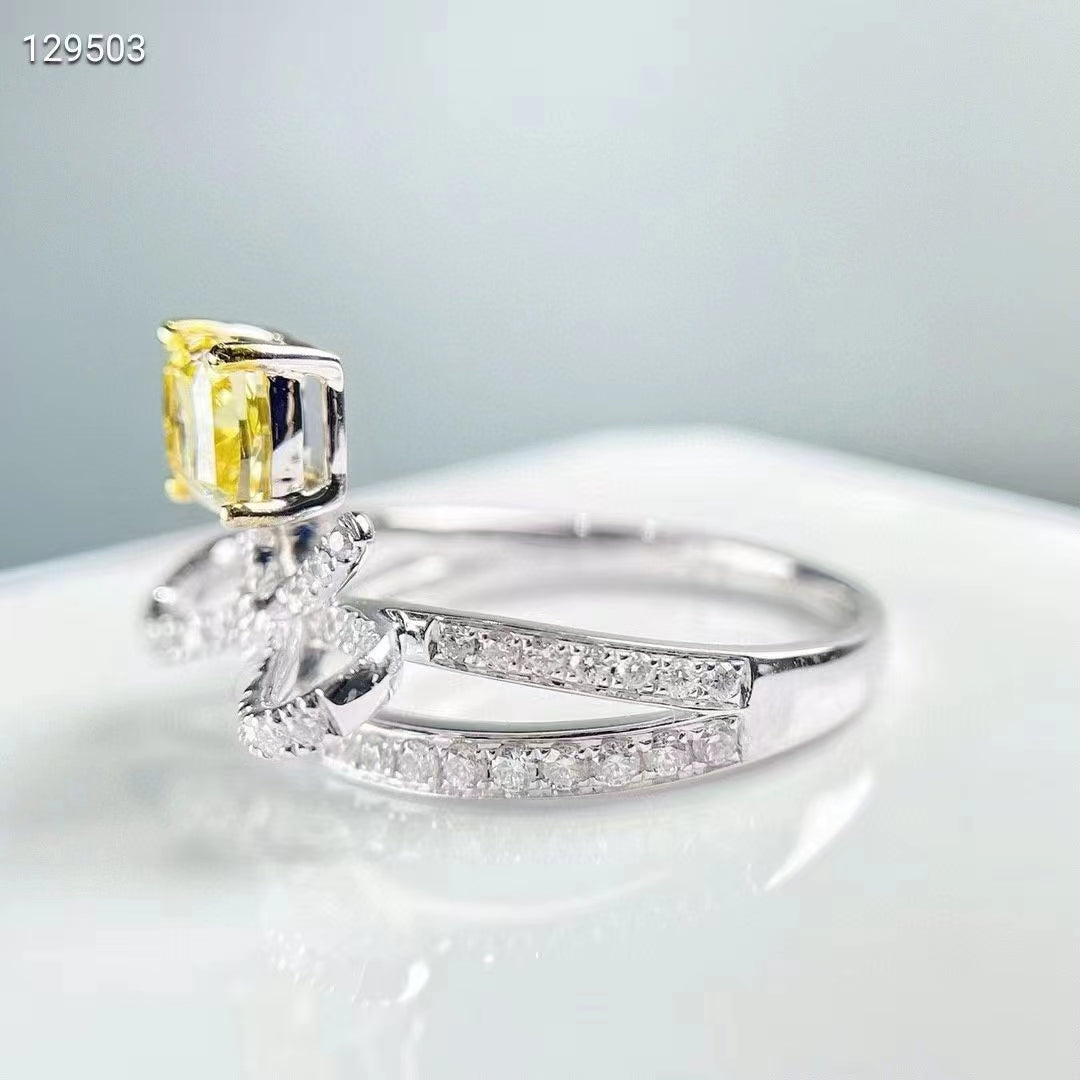 Exclusive GIA 18k Gold 0.73ct Classic Yellow Diamond Ring