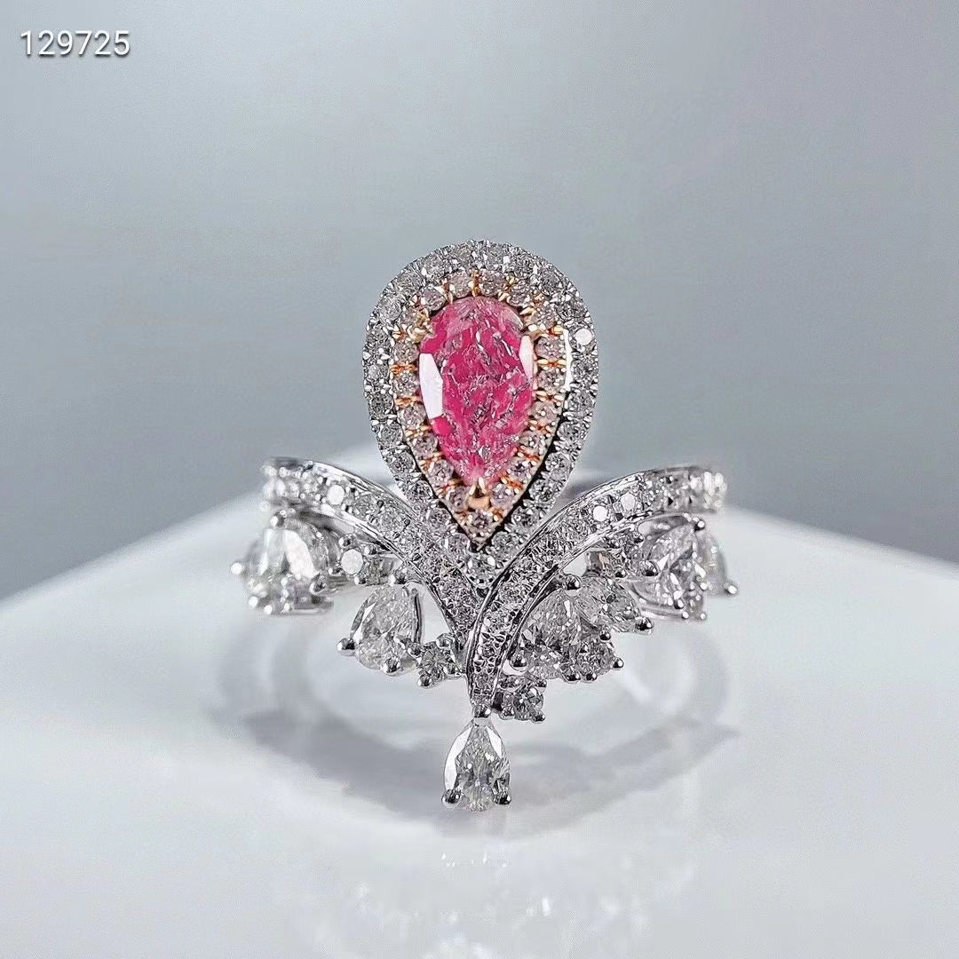 Crown Jewel of Elegance: The 0.5ct Classic Crown Pink Diamond Ring