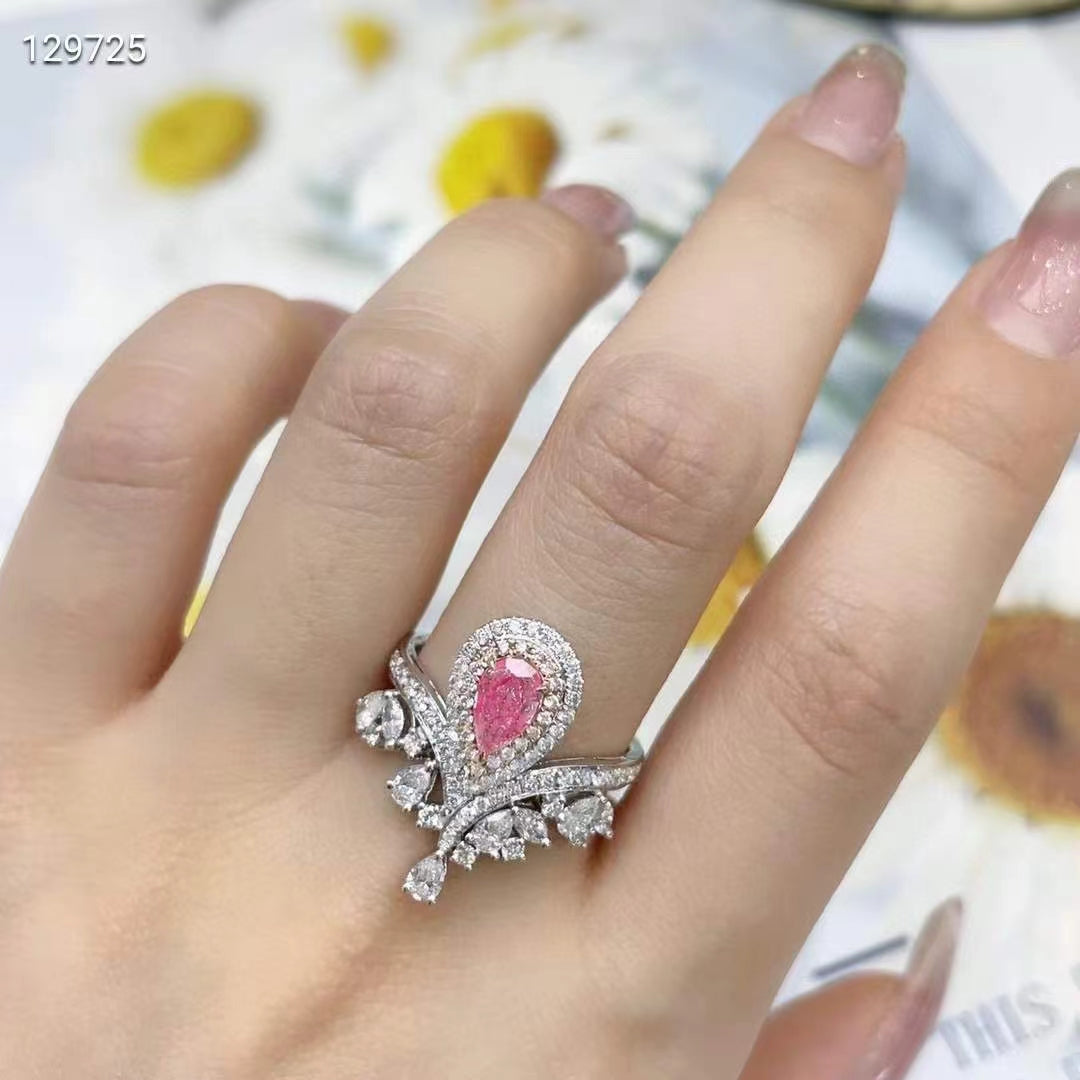 Crown Jewel of Elegance: The 0.5ct Classic Crown Pink Diamond Ring