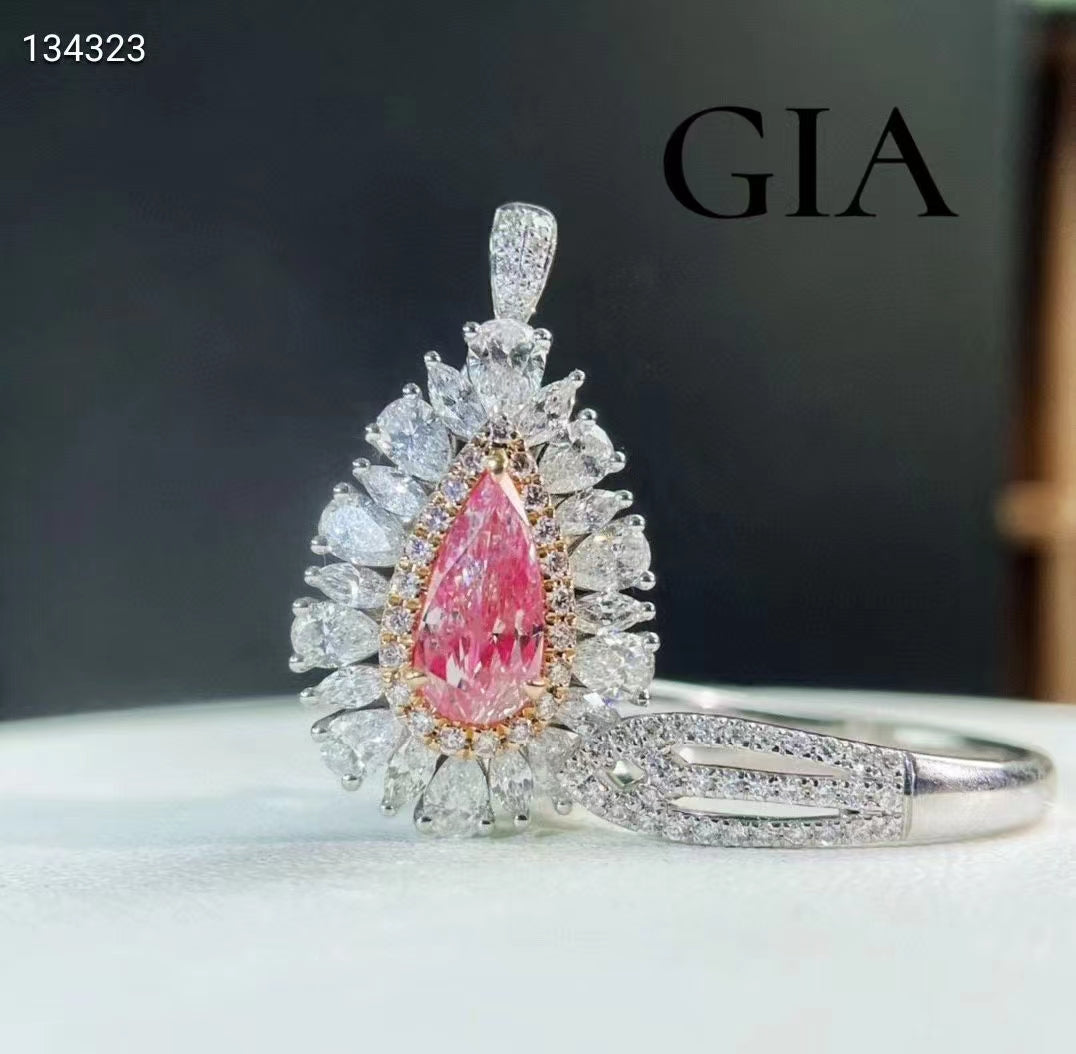 GIA 1 carat pink diamond ring and pendant in white gold