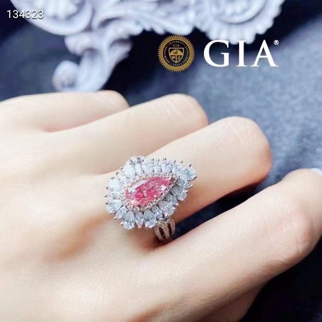 GIA 1 carat pink diamond ring and pendant in white gold