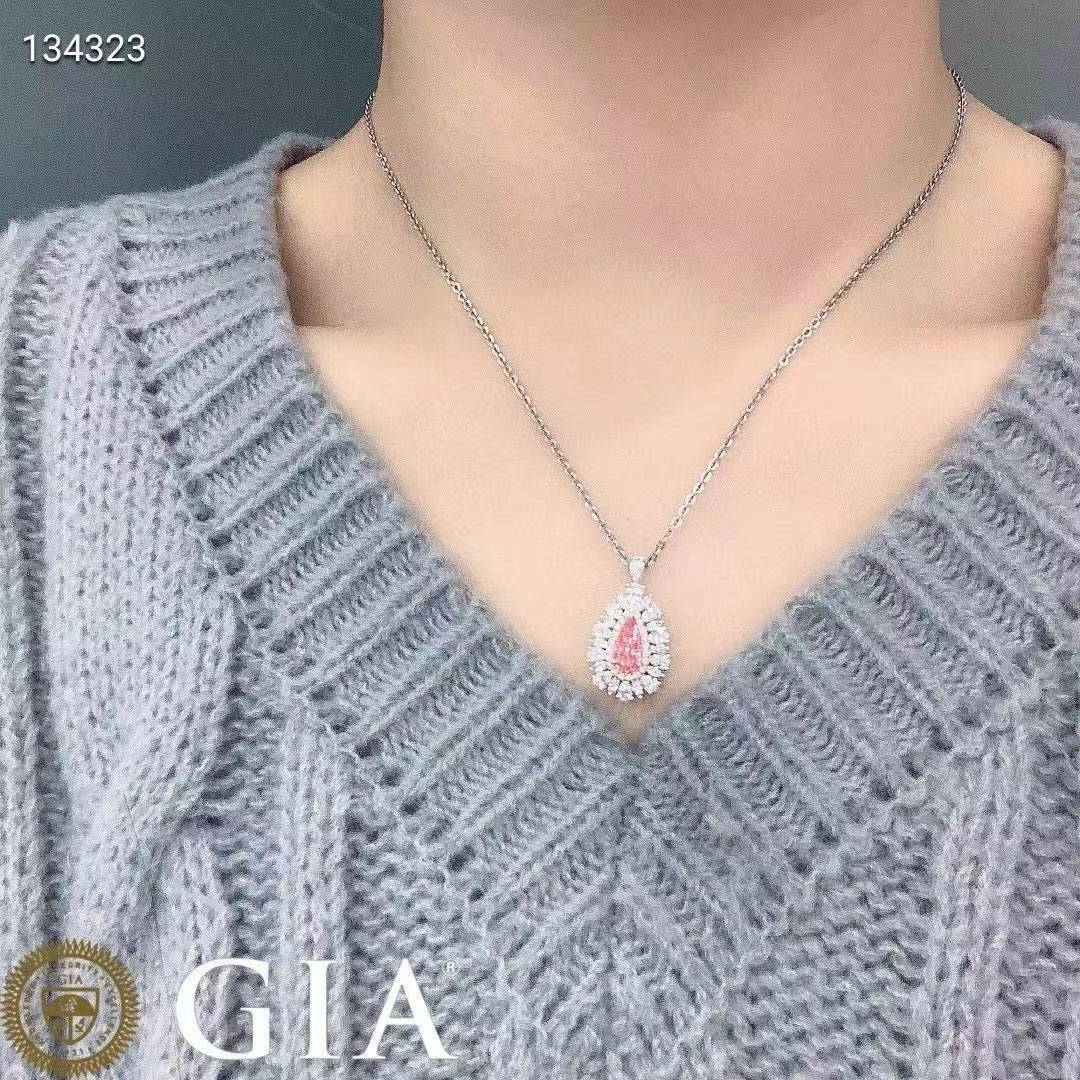 GIA 1 carat pink diamond ring and pendant in white gold