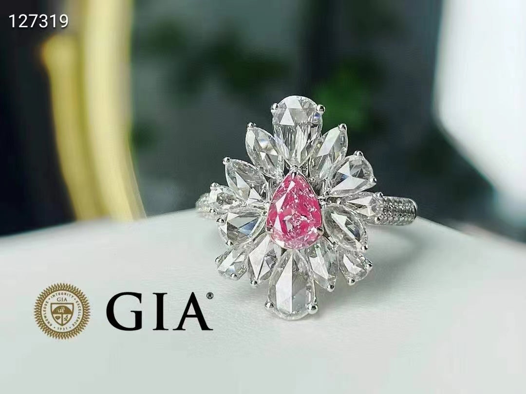 The Crown of Aurora - Exquisite 0.5 Carat GIA Certified Luxury Light Pink Diamond Ring in White Gold