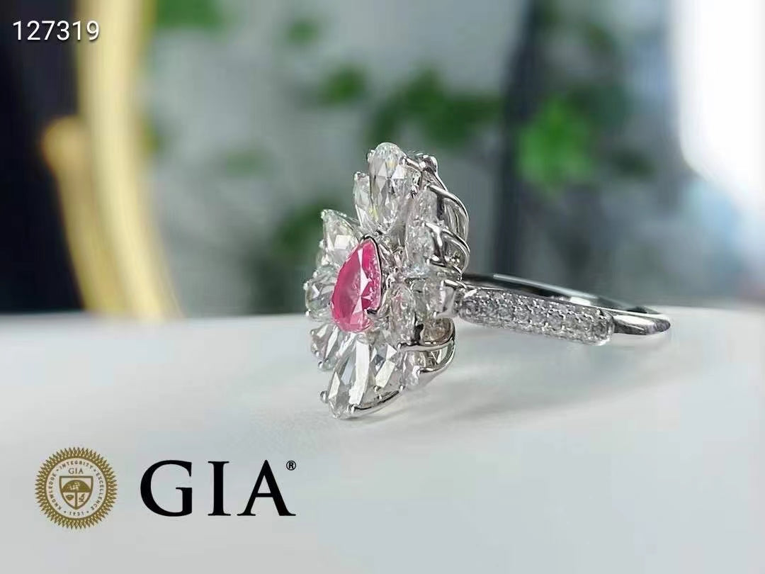 The Crown of Aurora - Exquisite 0.5 Carat GIA Certified Luxury Light Pink Diamond Ring in White Gold