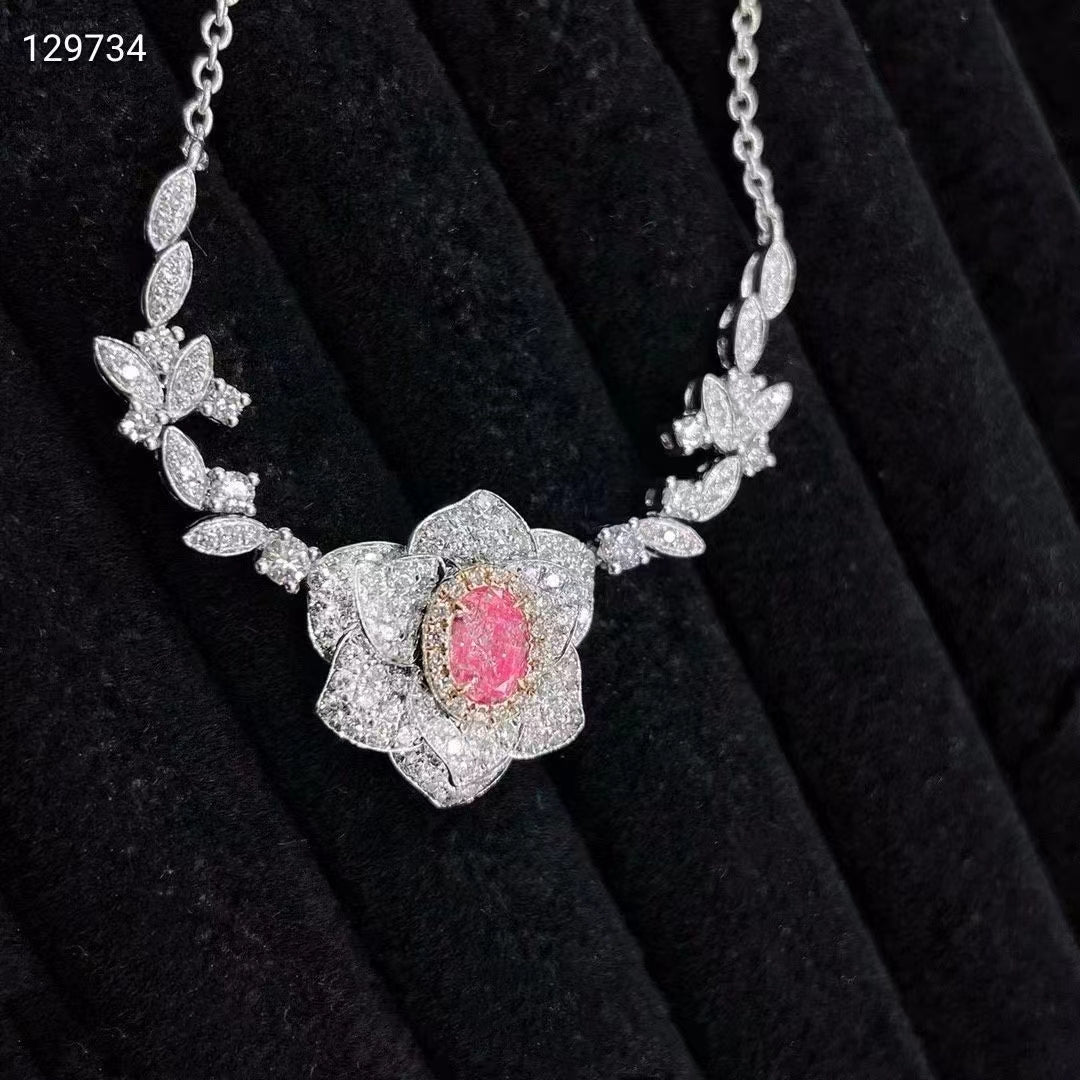 Camellia Luxury Pink Diamond Necklace: Radiant glamour in white gold