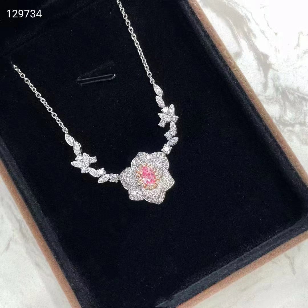 Camellia Luxury Pink Diamond Necklace: Radiant glamour in white gold