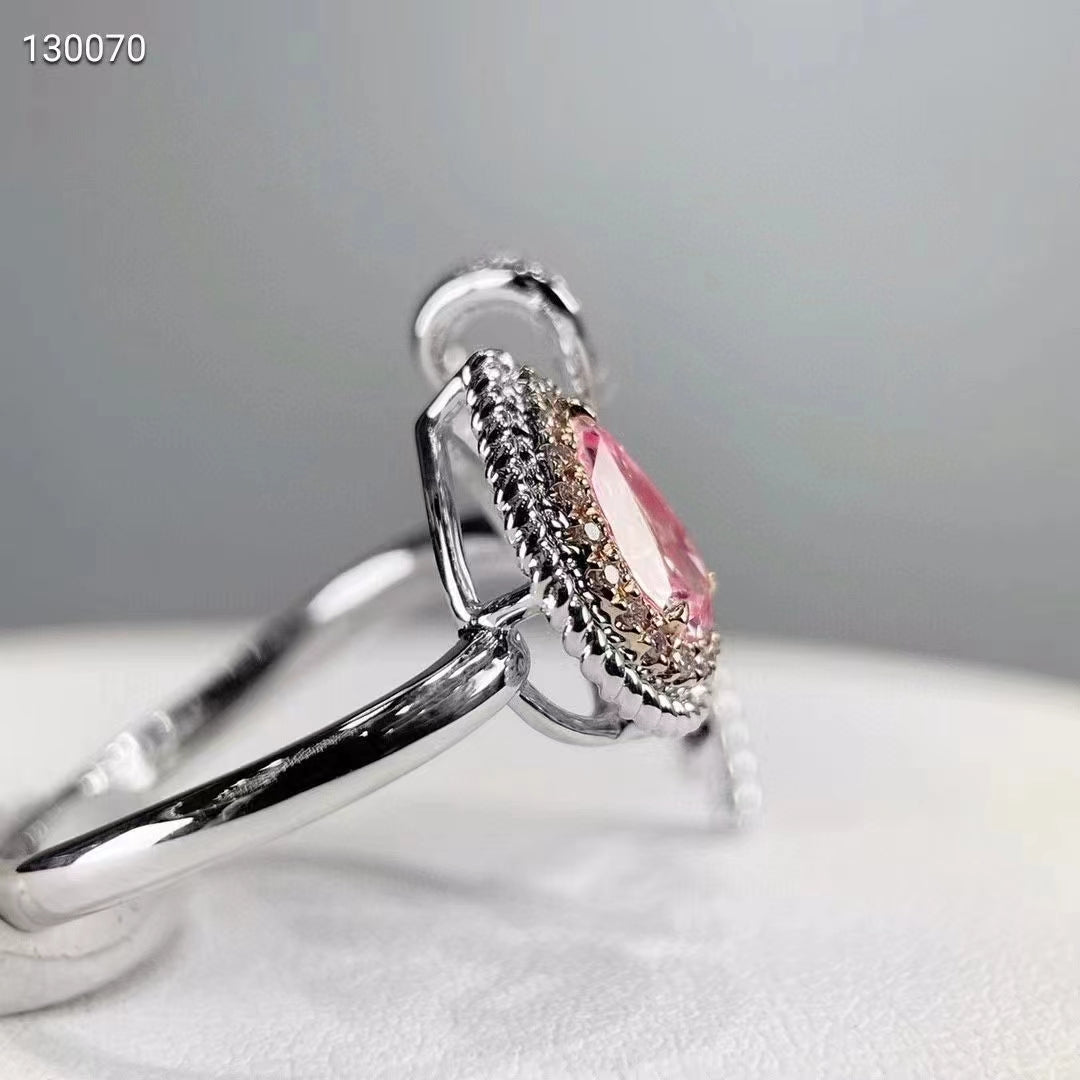 Seductive elegance: 18k pear cut natural pink diamond ring