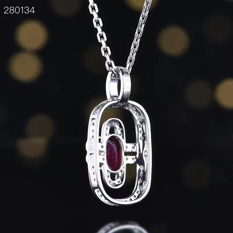 GRC Exclusive 18K white gold pendant with 0.42 carat natural Mozambique ruby ​​and 0.17 carat diamonds