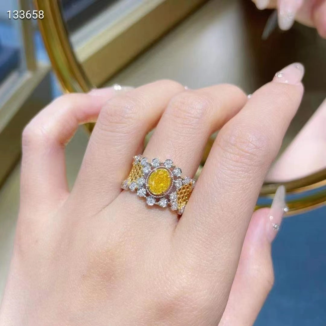 Radiant Elegance: Buccellati Style Yellow Diamond Ring