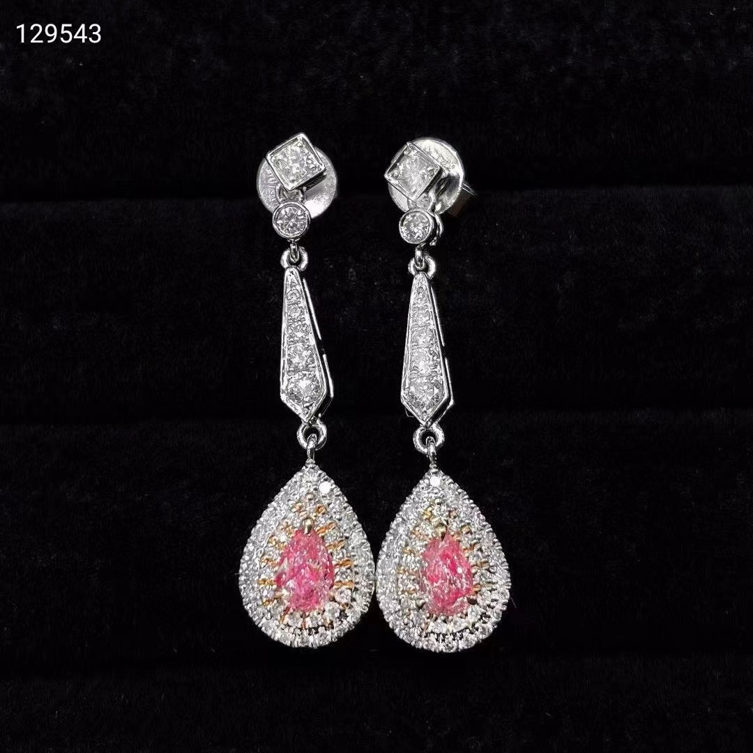 Enchanting elegance: 18K gold earrings with fancy pink diamonds