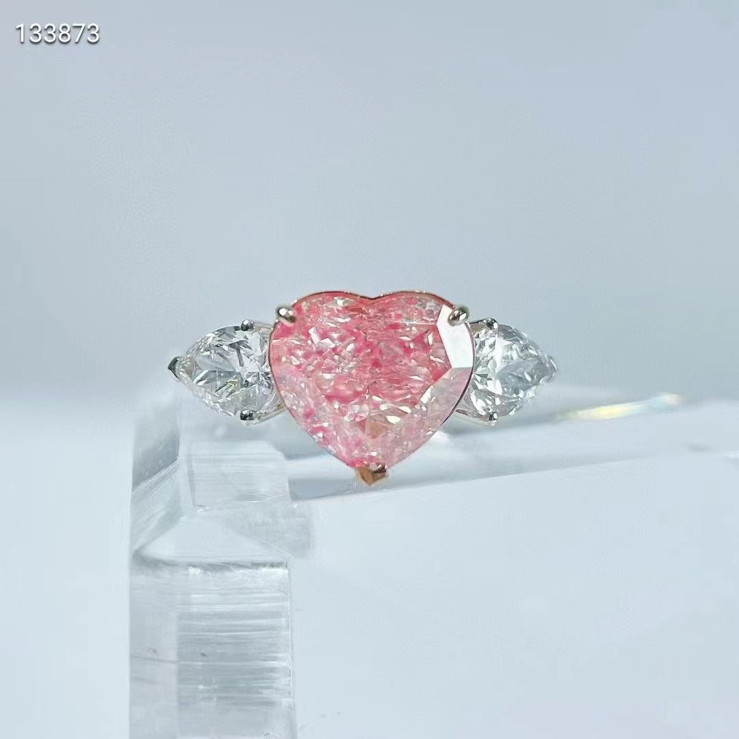 El corazón del tiempo - Anillo exclusivo de oro de 18k con diamante rosa natural