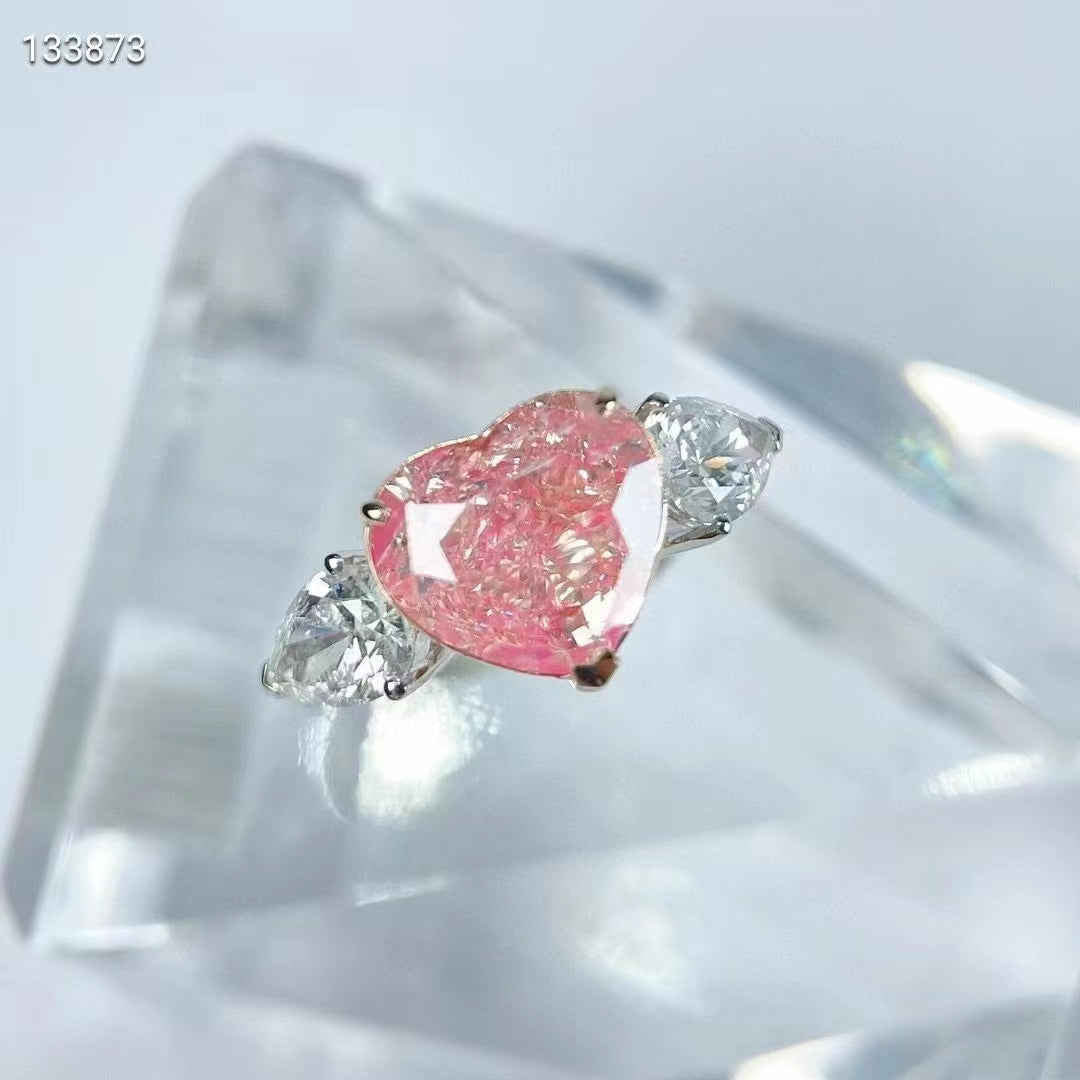 El corazón del tiempo - Anillo exclusivo de oro de 18k con diamante rosa natural