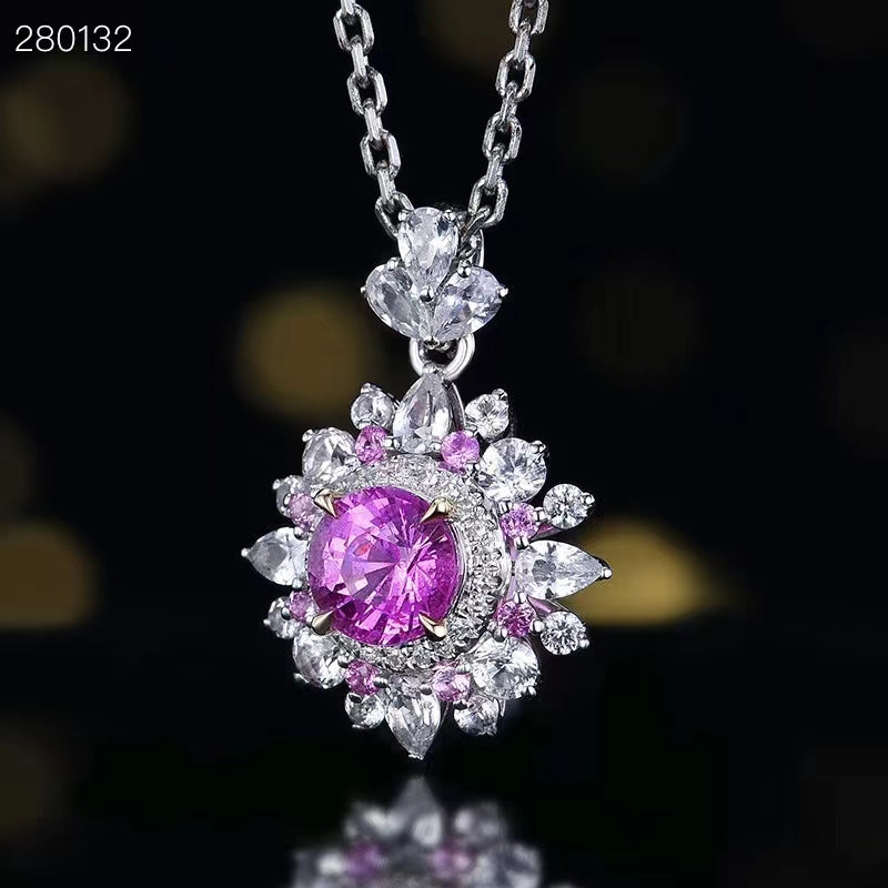 Brilliant elegance: 18K gold Padparadscha sapphire pendant