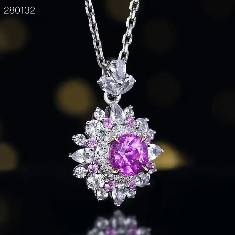 Brilliant elegance: 18K gold Padparadscha sapphire pendant