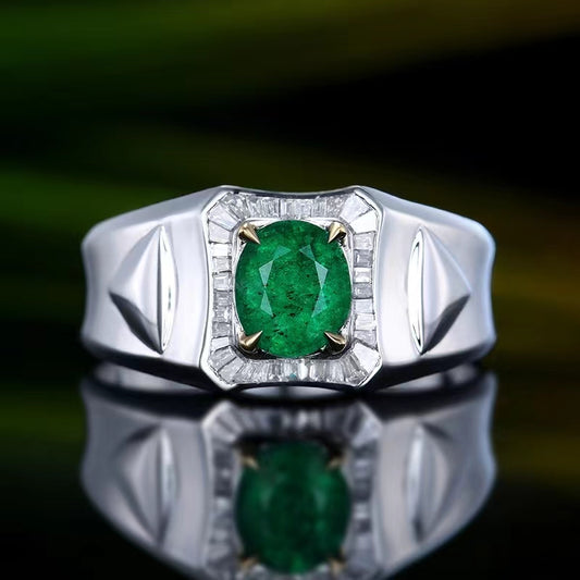 Zambian Emerald Elegance – 18K Gold Ring mit 0.98ct Natur-Smaragd