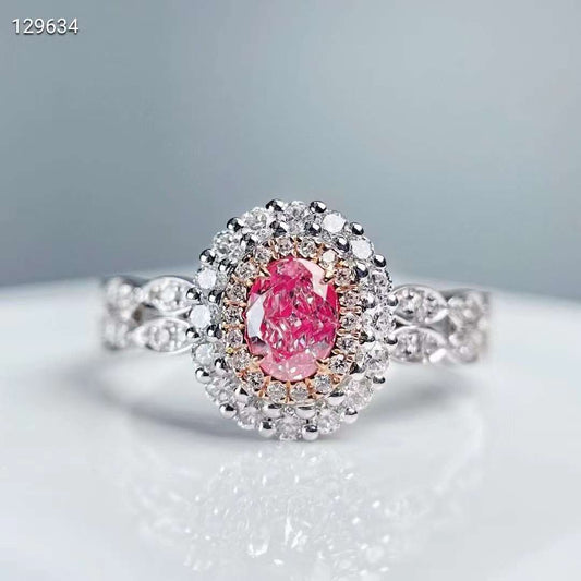 Seducción delicada - Anillo de oro de 18k con diamante rosa natural de 0,31ct