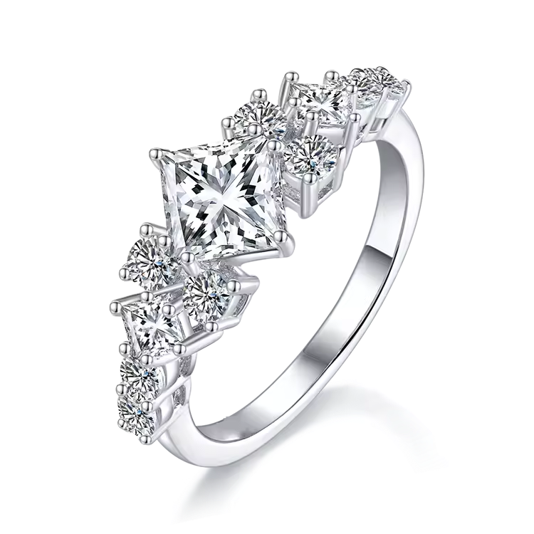 Eternal brilliance: The 14K white gold crown jewel moissanite ring