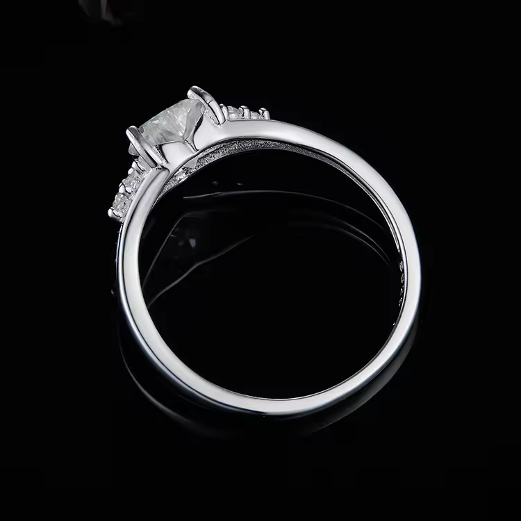 Heart of Light: The 14K White Gold Heart Moissanite Ring