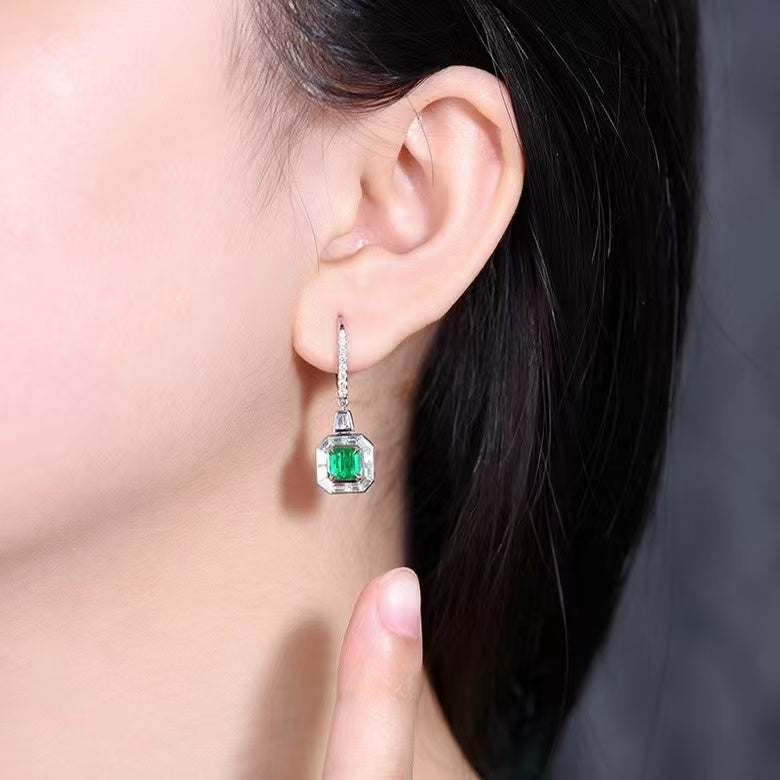 Emerald Elysium: Exquisite 18K Gold Stud Earrings with 1.52ct Natural Emerald