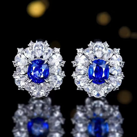 Heavenly Blue – 18K Gold Stud Earrings with 2.31ct Sri Lanka Sapphire