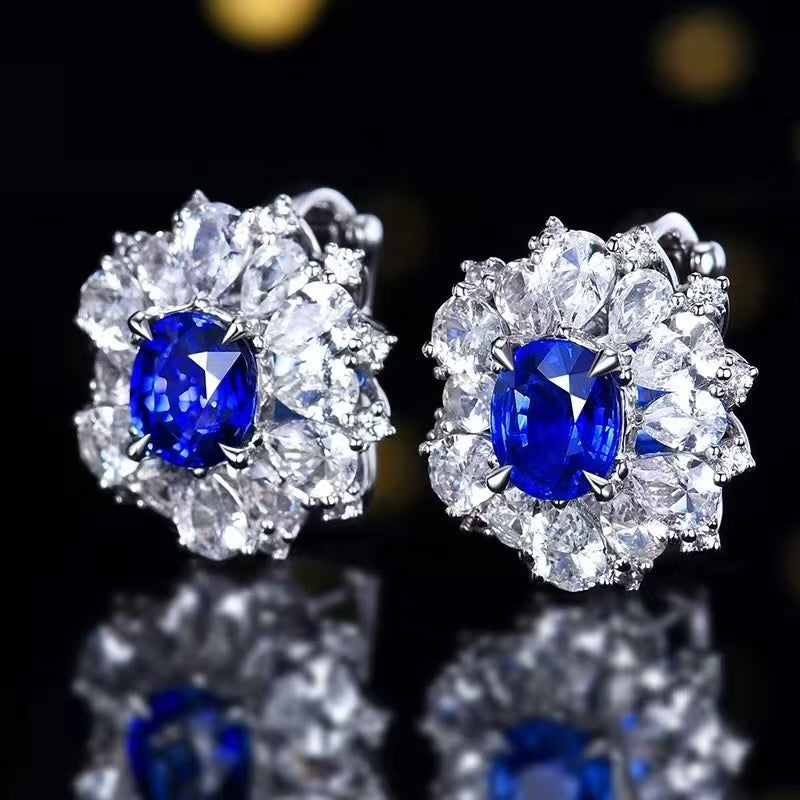 Heavenly Blue – 18K Gold Stud Earrings with 2.31ct Sri Lanka Sapphire